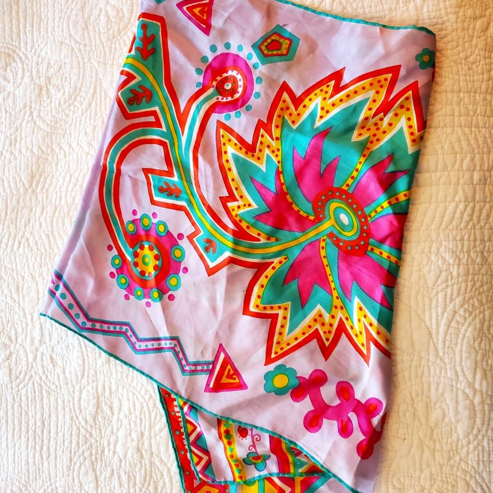 Vintage Designer Bright, Colorful Silk Scarf - Giorgio di Sant'Angelo